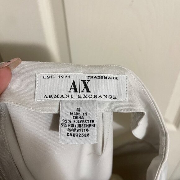 Armani Exchange Womens Cream Zipper Pockets High Rise Straight Trouser Pants 4 - Picture 2 of 7
